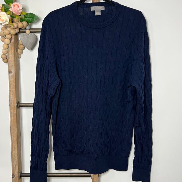 Daniel Cremieux‎ Mens Long Sleeve Navy Wool Sweater Size Large - Picture 2 of 7